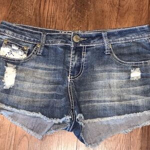 VINTAGE RUE 21 size 5 Distressed Blue Denim Cutoff Shorts